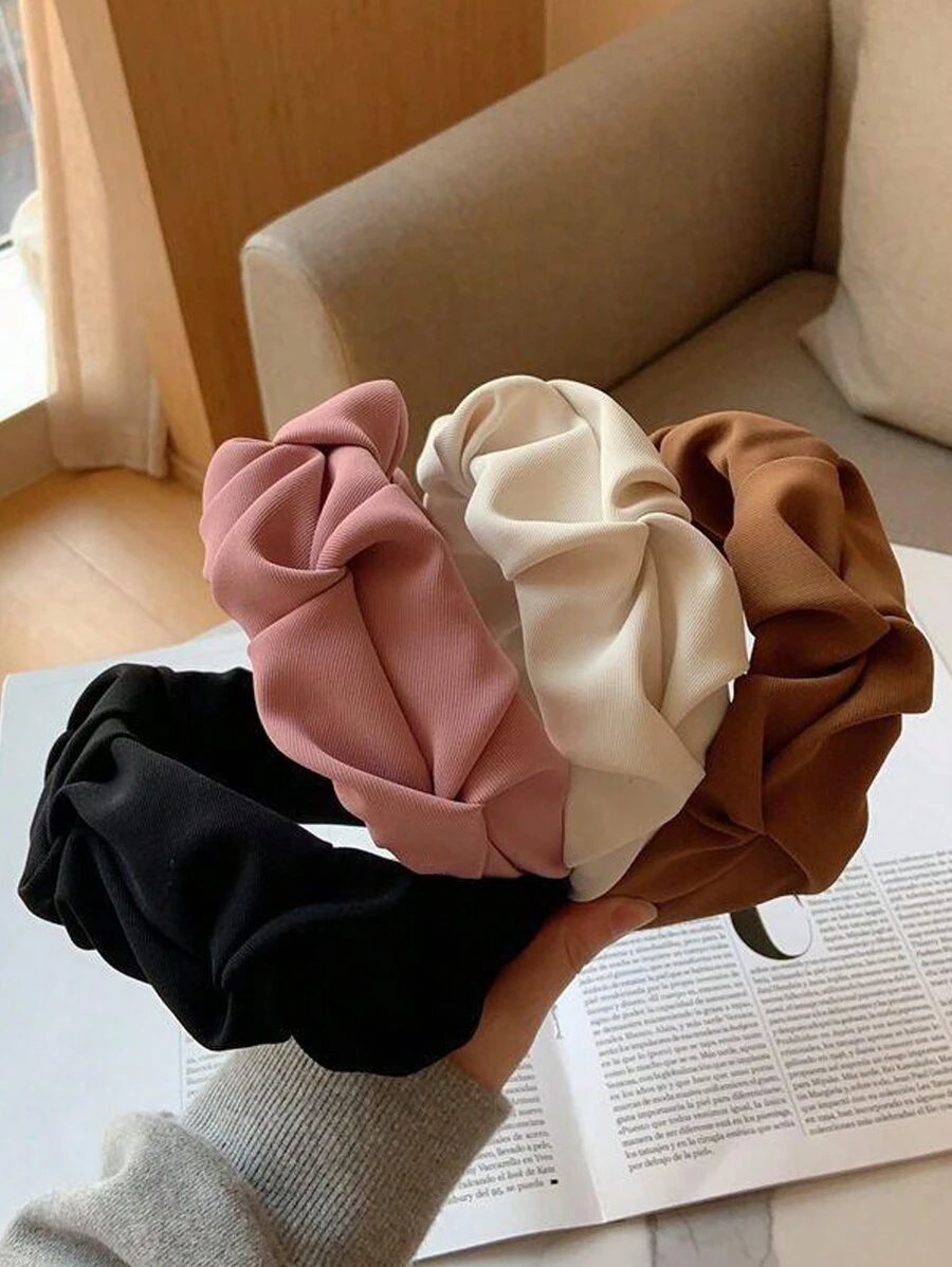 Bộ 4 băng đô xếp ly cao cấp dành cho nữ, kiểu dáng tối giản, thời trang, thanh lịch, phù hợp sử dụng hàng ngày khi hoạt động ngoài trời, rửa mặt, cũng như phối hợp với quần áo và các phụ kiện khác, thích hợp đi học, màu hồng, phụ kiện tóc, băng đô cài tóc, dùng ở nhà, băng đô chăm sóc da, phụ kiện làm đẹp tại nhà, phụ kiện tóc.