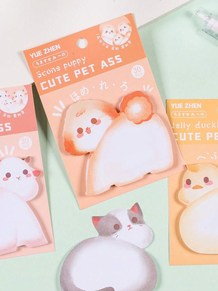 30 Hojas/pack Lindo Cuaderno De Notas En Forma De Ratón De Mousse De Naranja Con Diseño De Dibujos Animados, Portátil Y Conveniente Para Tomar Notas En La Clase - Naranja - Ver 7