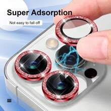 iPhone Máy chụp hình Kính bảo vệ ống kính Bling , Đã nâng cấp 9H Kính cường lực Nắp máy ảnh Bảo vệ màn hình Kim loại Cá nhân Nhẫn - Đỏ - Xem 3