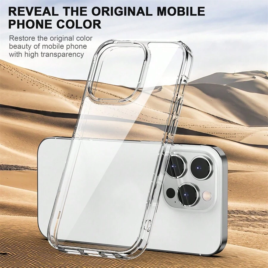 Apple Compatible With Iphone 15 14 13 12 11 Pro Max Xs Max XR 8 7 6 6s Plus Case - Transparent Full Body Protective Shockproof PC Hard Case With TPU Bumper Cover Phone Back Cover Compatible With Samsung Galaxy