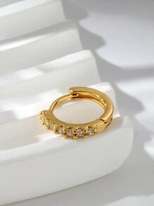 Pendiente Perforador De Cartílago Redondo De Acero Inoxidable, Moderno, Con Microincrustaciones De Diamantes De Imitación, 1 Ud. - Amarillo Oro - Ver 13