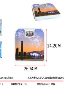 Báscula Cuadrada De Piso Con Diseño - Báscula Mecánica Para Medir El Peso Corporal Con Precisión - Capacidad De Peso Máximo 130 Kg - Naranja - Ver 3