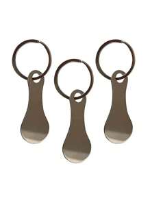 1pc Metallic Stainless Steel Keychain With Key Ring, Clasp, Pushcart Unlocker Head & Decorative Pendant,Reuse Shopping Cart Token Key Ring Trolley Alloy Key Chain Accessories KeyringCharms Metal Keychains Carts Coin Holder