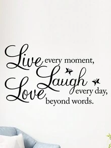 1 Pieza Pegatina De Pared 'vive, Ríe, Ama' Para Decoración De Habitaciones, Calcomanía Simple Y Resistente Al Agua - Negro - Ver 9