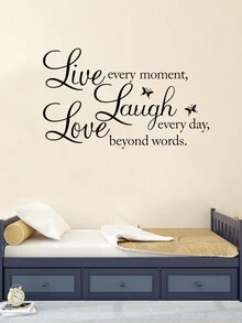 1 Pieza Pegatina De Pared 'vive, Ríe, Ama' Para Decoración De Habitaciones, Calcomanía Simple Y Resistente Al Agua - Negro - Ver 8