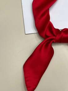 1 件纯色优雅独特经典春秋女士围巾，百搭舒适的日常穿着 - 紅色 - 查看 4