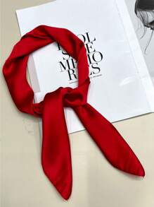 1 件纯色优雅独特经典春秋女士围巾，百搭舒适的日常穿着 - 紅色 - 查看 3