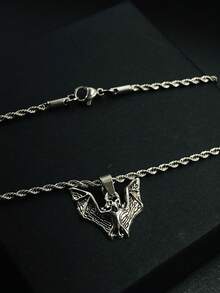 1 件不銹鋼鍊式項鍊,帶有古董銀色蝙蝠形吊墜,適合女士日常佩戴