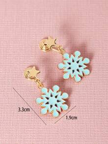 1pair Ins Style Vintage Snowflake Design Minimalist Ear Clip For Girls - Multicolor - View 5