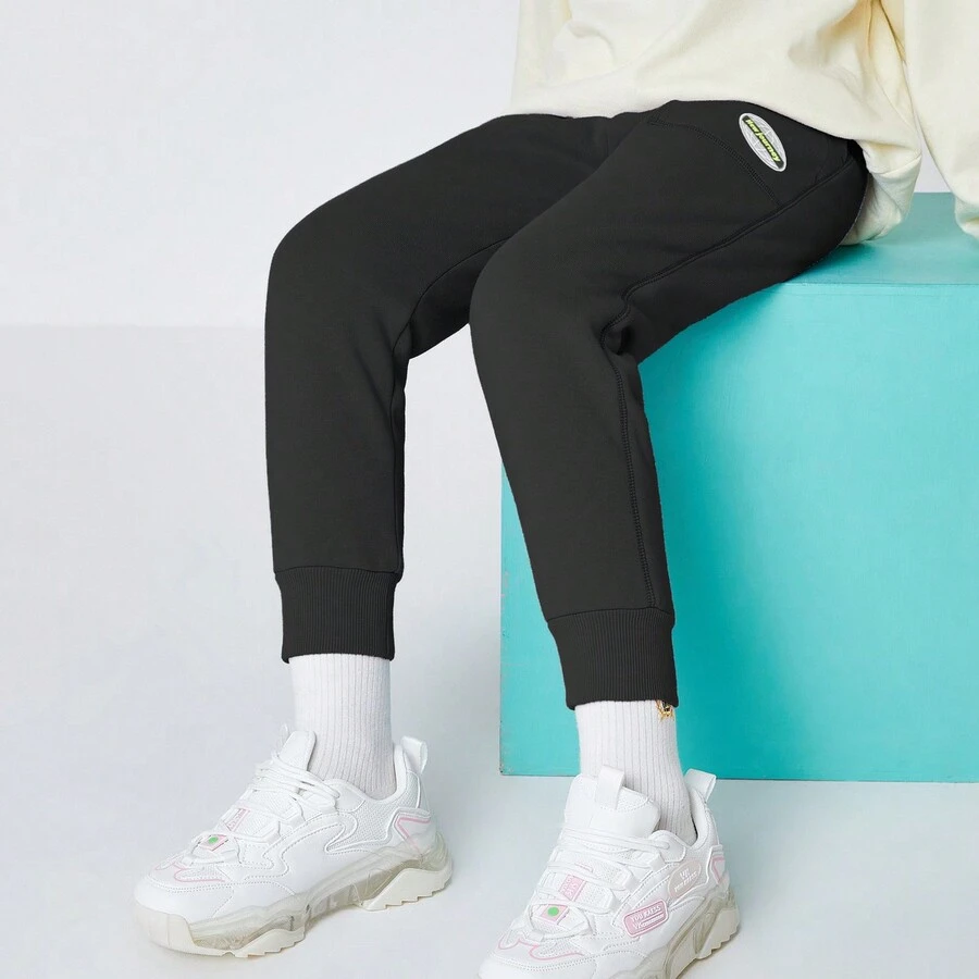 Balabala 青少女針織運動褲 - 黑色 - 查看 1