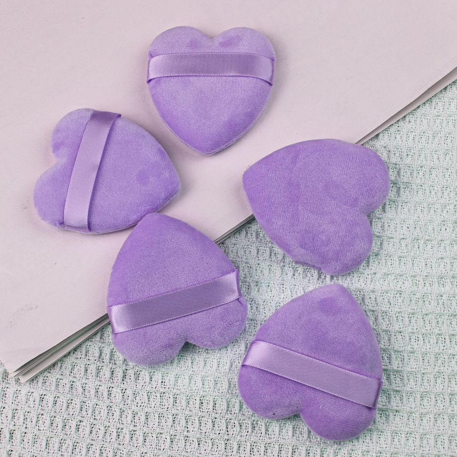 5 Pack Of Purple Heartshaped Powder Puffs SHEIN USA