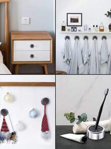 2 pcs Towel Holder, Self Adhesive Wall Dish Towel Hook, Round Wall Mount Towel Holder For Bathroom, Kitchen And Home, Wall, Cabinet, Garage, No Drilling Required