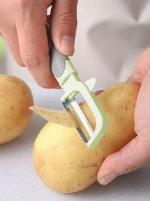 1pc Green/stainless Steel Vegetable Peeler - Green - View 1