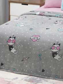 Home Elephant Frazada Matrimonial Gris Gatos Queen Suave - Gris - Ver 3