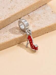 1入迷人的紅色高跟鞋造型鋅合金diy珠寶吊咀,適用於手鐲,項鍊製作