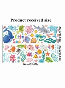 2入組兒童深海卡通海洋生物pvc牆貼 - 水下世界主題,適用於臥室,幼兒園或幼稚園裝飾,新居,新年或新生兒禮物 - 藍白色 - 查看 4