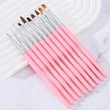 10支装粉色美甲绘图笔套装，美甲装饰笔，DIY美甲美甲笔工具 - 粉色 - 查看 2