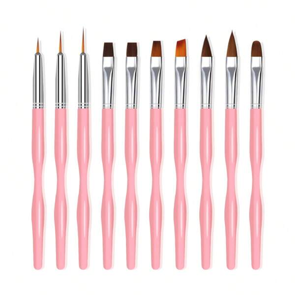 10 buc. Set pix pentru desen pentru arta unghiilor roz, perie pentru decorațiuni pentru unghii, manichiură, manichiură, instrument pentru pix pentru unghii