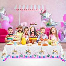 1pc Pink Unicorn Party Theme Birthday Party Tablecloth Gift Party Wedding Party Decoration, Back To School Valentine Day