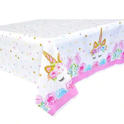 1 יחידות מפת שולחן ורודה בנושא מסיבת חד קרן למסיבת יום הולדת מתנה למסיבת חתונה קישוט, חזרה לבית הספר יום האהבה