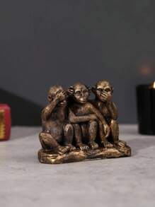 1個歐式復古樹脂製三猴裝飾品,可作為家居、客廳、辦公桌上的創意道具 - 彩色 - 查看 4