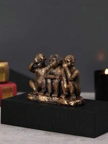 1個歐式復古樹脂製三猴裝飾品,可作為家居、客廳、辦公桌上的創意道具 - 彩色 - 查看 6