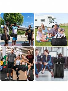 Para Spirit Airlines Personal Item Bag 18x14x8 Plegable Travel Duffel Bag Tote Carry on Luggage Duffle Overnight para Mujeres y Hombres/Travel Duffle Bag for Men, 65L Foldable Travel Duffel Bag with Shoes Compartment Overnight Bag for Men Women Waterproof & Tear Resistant - Negro - Ver 8