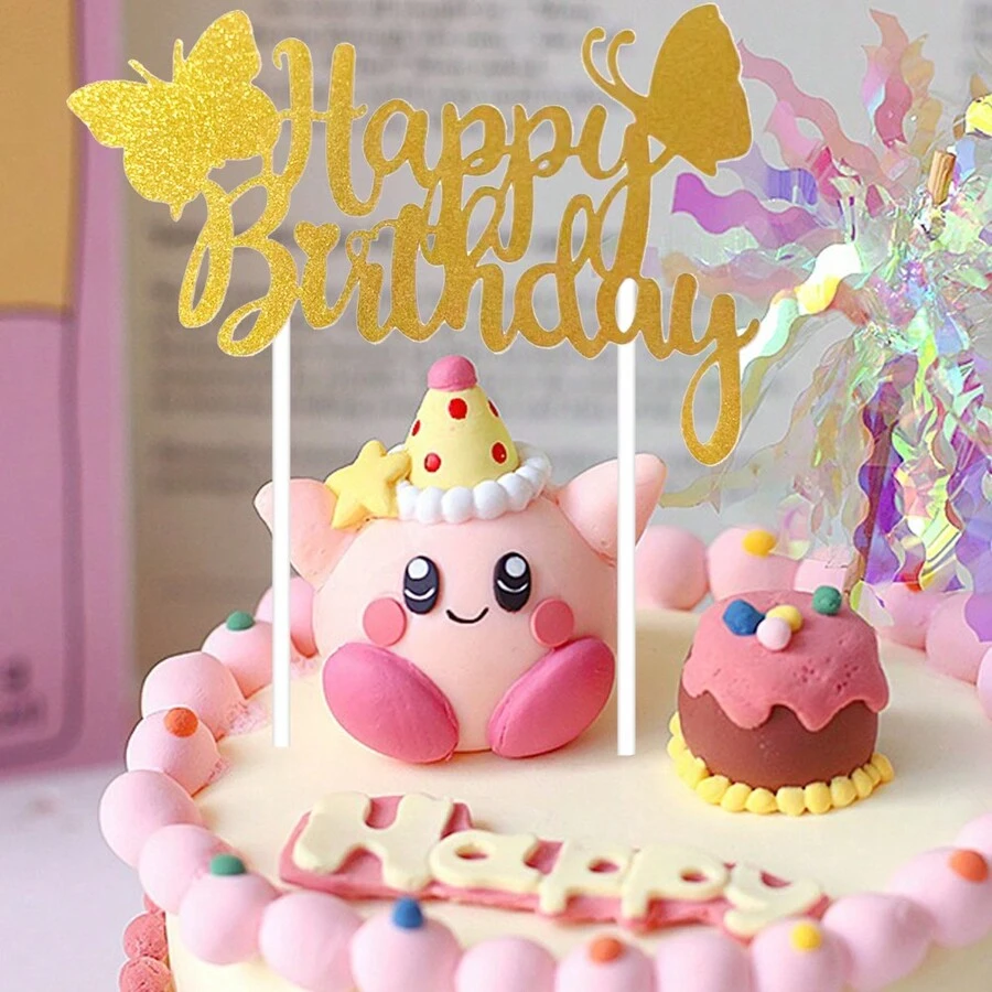 1個大號蝴蝶閃耀金色生日紙蛋糕裝飾,全新設計的嬰兒派對生日蛋糕裝飾