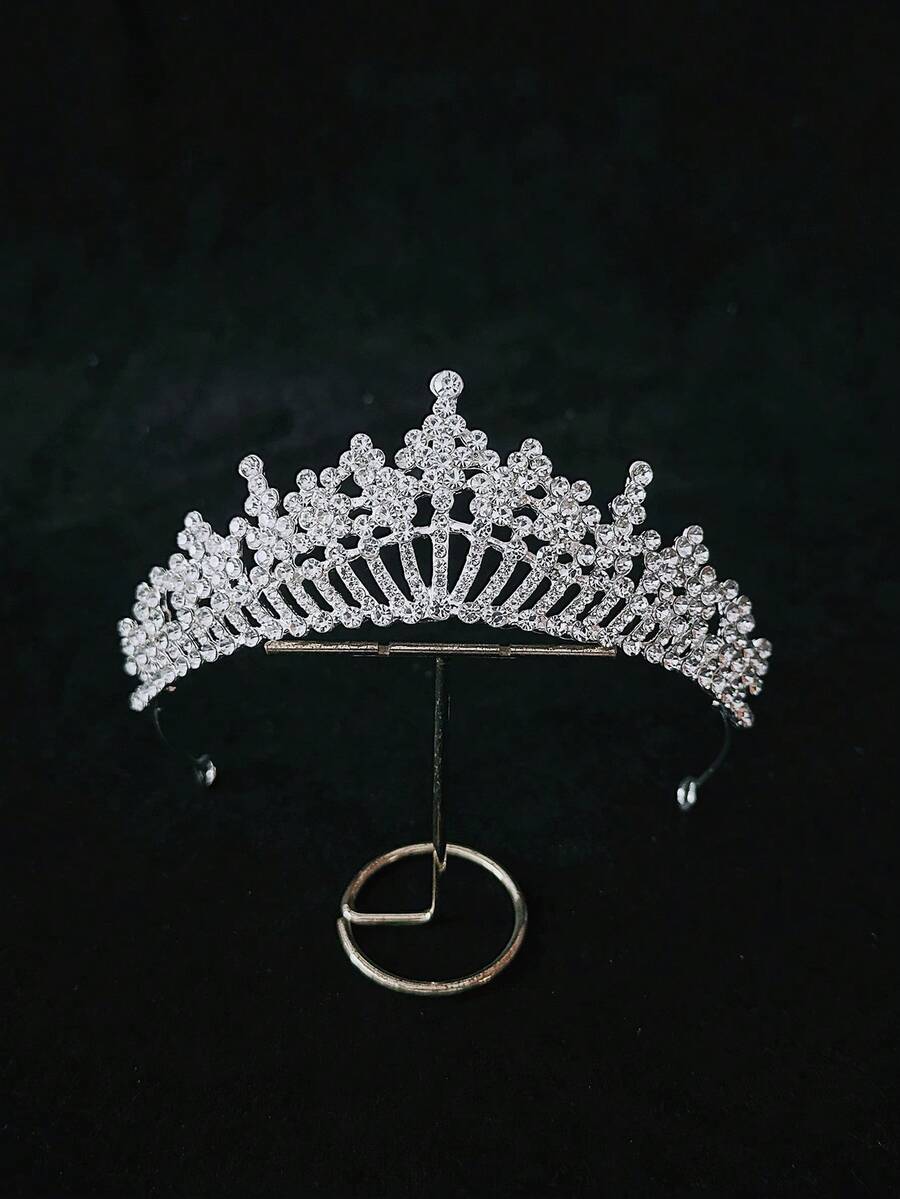 1pc Women's Silver Multi-Functional Rhinestone Bridal Crown Tiara Headband Hair Accessory Elegant - Silver - View 1