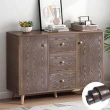 1捲紋理浮雕自黏壁紙,厚pvc耐磨仿木紋壁紙,適用於桌子、衣櫥、廚櫃的修復和裝飾貼膜壁紙 - 棕色 - 查看 3