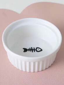 1pc Ceramic Pet Bowl For Cats And Dogs, Suitable For Daily Use - Black - View 4