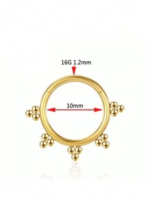 钛金属鼻环，圆形钛球焊接花朵鼻环，可植入式G23钛合金软骨耳环，精美饰品，鼻中隔铰链段个性化鼻环，时尚配饰，宽度8/10/12毫米 - 銀色 - 查看 6