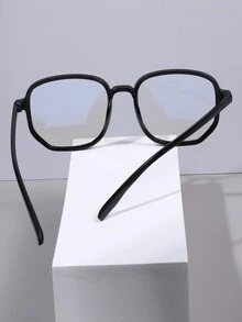 1 件装男士黑色方形塑料无度数眼镜，带镜片，适合日常使用 - 黑色 - 查看 4