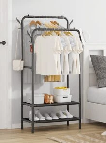多功能衣帽袋鞋收納架 - 黑色 - 查看 3