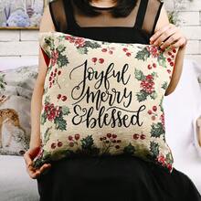 Vỏ gối trang trí Giáng sinh đan 45*45CM, Vỏ gối vuông phong cách lễ hội Châu Âu & Mỹ dùng trang trí ghế sofa, tiệc tùng & năm mới - D - Xem 3