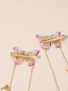 2 Ladies Butterfly Tassel Press Clip Hair Clips Street,Y2k Claw Clips Hair Claws Hair Barrettes, School Stuff