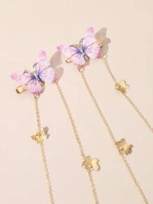 2 Ladies Butterfly Tassel Press Clip Hair Clips Street,Y2k Claw Clips Hair Claws Hair Barrettes, School Stuff