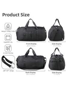 Para Spirit Airlines Personal Item Bag 18x14x8 Plegable Travel Duffel Bag Tote Carry on Luggage Duffle Overnight para Mujeres y Hombres/Travel Duffle Bag for Men, 65L Foldable Travel Duffel Bag with Shoes Compartment Overnight Bag for Men Women Waterproof & Tear Resistant - Negro - Ver 4