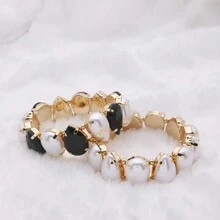 1pc Personalized Open Design Snake Print Pu Leather Bangle Bracelet - Geometry - View 6