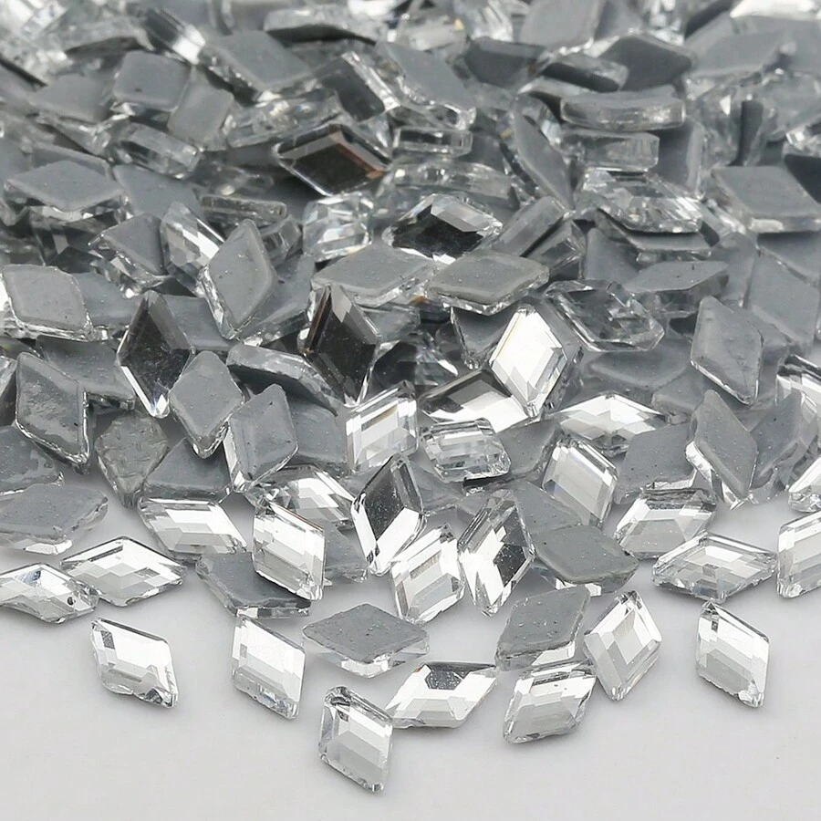 worthofirst 50-100pcs/pack White Diamond-shaped Rhinestones For Ironing - White - View 1
