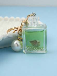 1 件隨機壓克力珍珠貝殼形狀香水瓶袋吊飾可愛鑰匙圈 - 彩色 - 查看 4