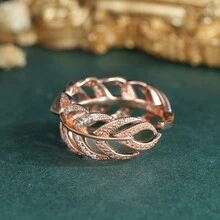 YBO S925 純銀天然瑞士藍托帕石開口羽毛戒指 - 藍色 - 查看 5