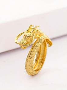 1pc Fashionable Dragon Shaped Adjustable Ring Suitable For Men's Daily Wear - Gold - View 3