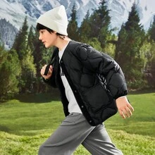 Balabala 青少年男孩V領貼心羽絨裙 - 黑色 - 查看 3