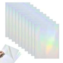 [10入組]透明全息片,全息貼紙印刷全息紙a4尺寸,可拆卸防水,適用於家用噴墨或雷射打印機相片裝飾diy材料 - 彩色 - 查看 1