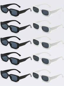Dieci paia di occhiali quadrati unisex, decorativi e di moda, adatti per viaggi quotidiani, abbronzatura, accessori per la spiaggia, accessori per occhiali, vestiti casual per donne in autunno e inverno, regali per vacanze estive, all'aperto, viaggi