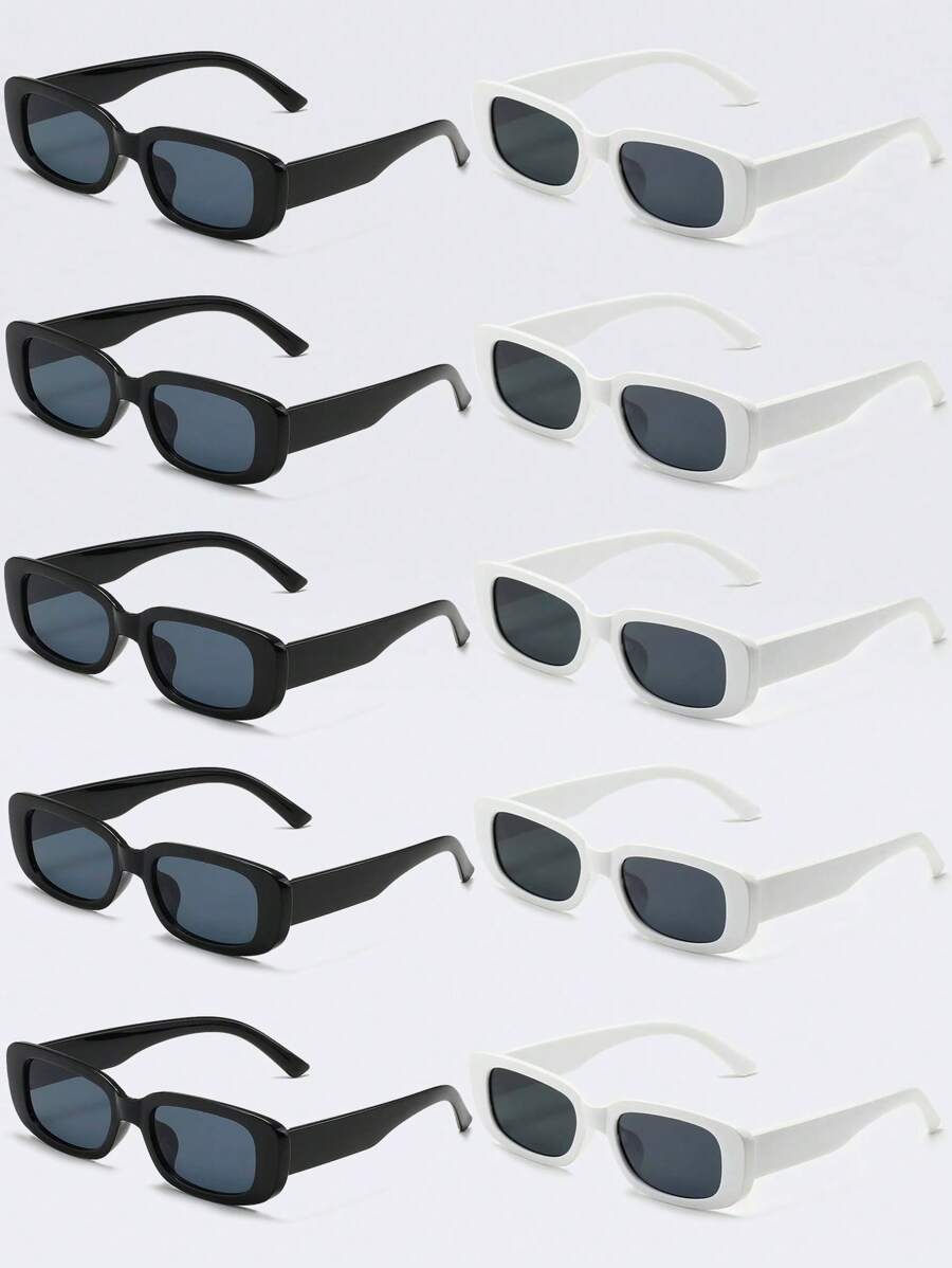 Dieci paia di occhiali quadrati unisex, decorativi e di moda, adatti per viaggi quotidiani, abbronzatura, accessori per la spiaggia, accessori per occhiali, vestiti casual per donne in autunno e inverno, regali per vacanze estive, all'aperto, viaggi