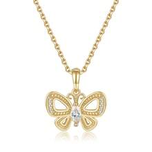 1件 S925 純銀電鍍14k金質懷舊蝴蝶設計手工吊墜項鍊,適合女性日常聚會和約會 - 金黃色 - 查看 8