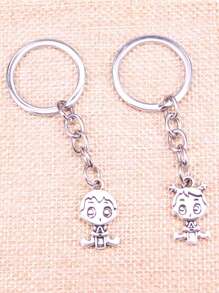 2pcs Baby Boy & Baby Girl Keychain Gifts For Lovers - Antique Silver - View 1