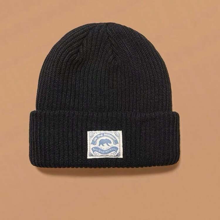 Gorro Unisex De Poliéster Negro Versátil Y Casual Para Invierno, Adecuado Para Viajes En Otoño E Invierno - Negro - Ver 1